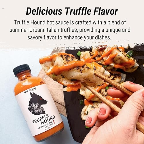 SEED RANCH TRUFFLE HOUND HOT SAUCE MEDIUM HEAT SPICY TRUFFLE SAUCE WITH GHOST PEPPER GARLIC