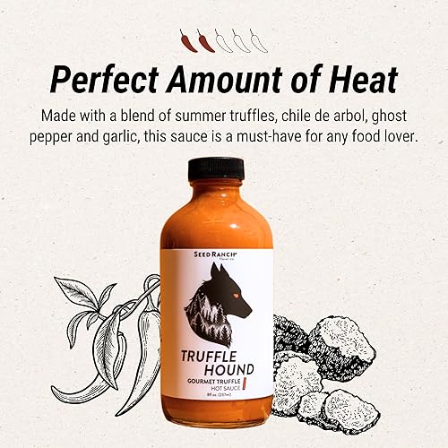 SEED RANCH TRUFFLE HOUND HOT SAUCE MEDIUM HEAT SPICY TRUFFLE SAUCE WITH GHOST PEPPER GARLIC