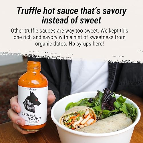 SEED RANCH TRUFFLE HOUND HOT SAUCE MEDIUM HEAT SPICY TRUFFLE SAUCE WITH GHOST PEPPER GARLIC