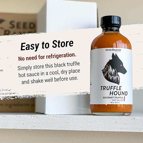 SEED RANCH TRUFFLE HOUND HOT SAUCE MEDIUM HEAT SPICY TRUFFLE SAUCE WITH GHOST PEPPER GARLIC