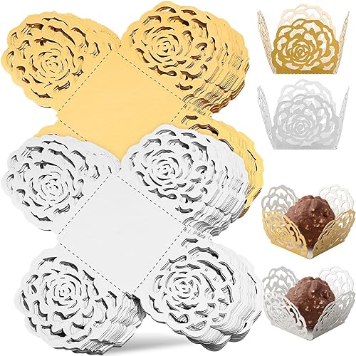 TOYANDONA 100PCS PAPER TRUFFLE WRAPPERS CANDY CUPS FOR BABY SHOWER BRIDAL BIRTHDAY WEDDING