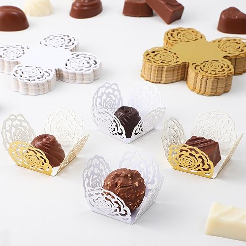 TOYANDONA 100PCS PAPER TRUFFLE WRAPPERS CANDY CUPS FOR BABY SHOWER BRIDAL BIRTHDAY WEDDING
