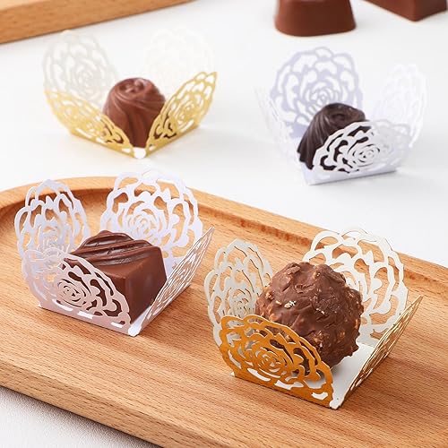 TOYANDONA 100PCS PAPER TRUFFLE WRAPPERS CANDY CUPS FOR BABY SHOWER BRIDAL BIRTHDAY WEDDING
