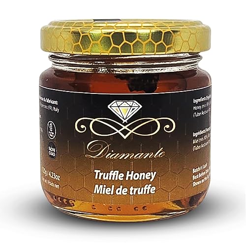 DIAMANTE ITALY TRUFFLE HONEY 120G GOURMET BLACK TRUFFLE HONEY, NON-GMO, PERFECT FOR CHEESE