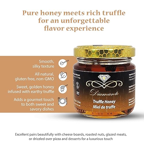 DIAMANTE ITALY TRUFFLE HONEY 120G GOURMET BLACK TRUFFLE HONEY, NON-GMO, PERFECT FOR CHEESE