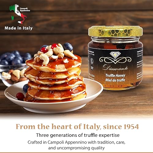 DIAMANTE ITALY TRUFFLE HONEY 120G GOURMET BLACK TRUFFLE HONEY, NON-GMO, PERFECT FOR CHEESE