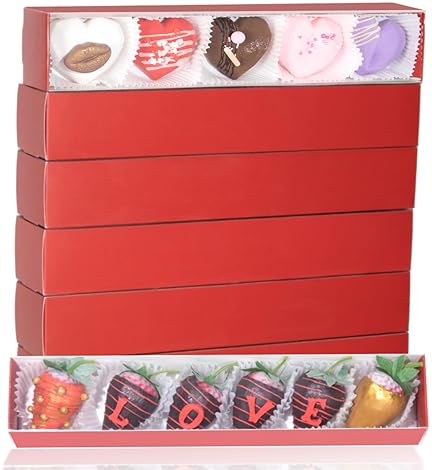 JCXGRVC 50-PACK CHOCOLATE COVERED STRAWBERRIES BOXES 12X2¼X2 INCH WITH CLEAR WINDOW FOR MACARONS COOKIES