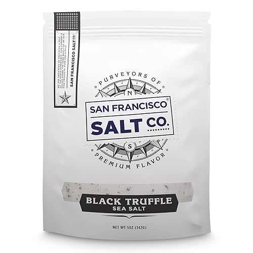 SAN FRANCISCO SALT COMPANY 5 OZ RESEALABLE POUCH AUTHENTIC ITALIAN BLACK TRUFFLE SALT