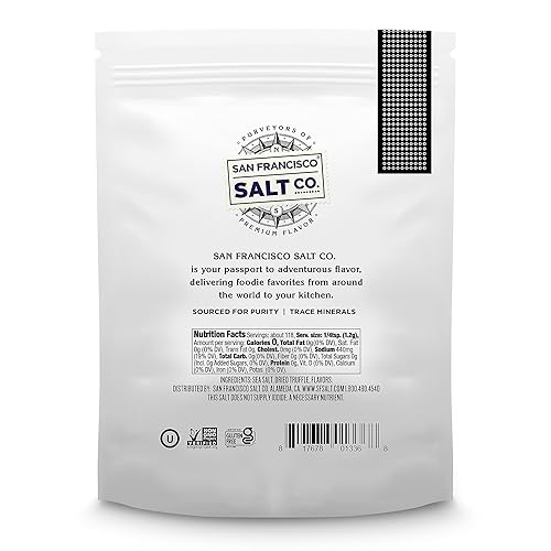 SAN FRANCISCO SALT COMPANY 5 OZ RESEALABLE POUCH AUTHENTIC ITALIAN BLACK TRUFFLE SALT