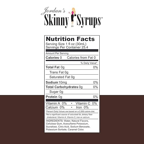 JORDANS SKINNY SYRUPS SUGAR-FREE CHOCOLATE CARAMEL TRUFFLE FLAVOR LOW-CALORIE SWEETENER
