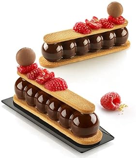 SILIKOMART TRUFFLE ECLAIR 75 SILICONE MOULD WITH COOKIE CUTTER FOR BAKING AND PASTRY