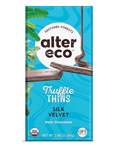 ALTER ECO SILK VELVET TRUFFLE THINS CHOCOLATE BAR ORGANIC, GLUTEN SOY-FREE, NON-GMO, FAIR TRADE