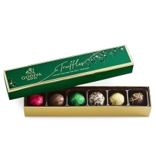 GODIVA HOLIDAY ASSORTED CHOCOLATE TRUFFLE GIFT BOX MILK, DARK WHITE CHOCOLATES, 6 PC