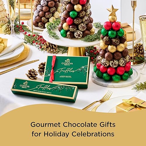 GODIVA HOLIDAY ASSORTED CHOCOLATE TRUFFLE GIFT BOX MILK, DARK WHITE CHOCOLATES, 6 PC