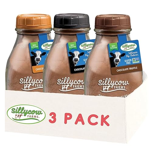 SILLYCOW FARMS HOT CHOCOLATE VARIETY PACK 3 GLUTEN-FREE, DAIRY-FREE FLAVORS IN REUSABLE GLASS