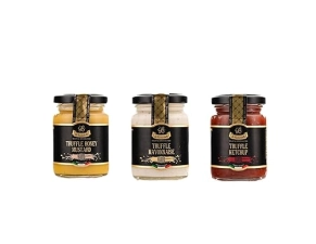 LA RUSTICHELLA BLACK TRUFFLE DIP SAUCE SET KETCHUP, MAYO HONEY MUSTARD 3.2-3.5OZ