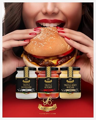 LA RUSTICHELLA BLACK TRUFFLE DIP SAUCE SET KETCHUP, MAYO HONEY MUSTARD 3.2-3.5OZ