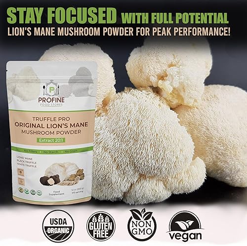 PROFINE ORGANIC LION S MANE MUSHROOM POWDER WITH BLACK WHITE TRUFFLE IMMUNE ENERGY BOOST