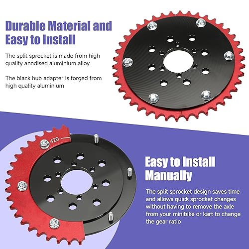 CILOYU 420 42 TOOTH MINI BIKE SPLIT SPROCKET HUB ADAPTER COMPATIBLE WITH COLEMAN CT200U BT200X
