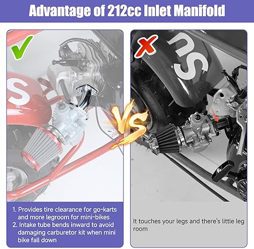 CILOYU VM22 26MM CARBURETOR INTAKE MANIFOLD FOR PREDATOR 212CC 6.5HP ENGINE CT200U BT200X PARTS