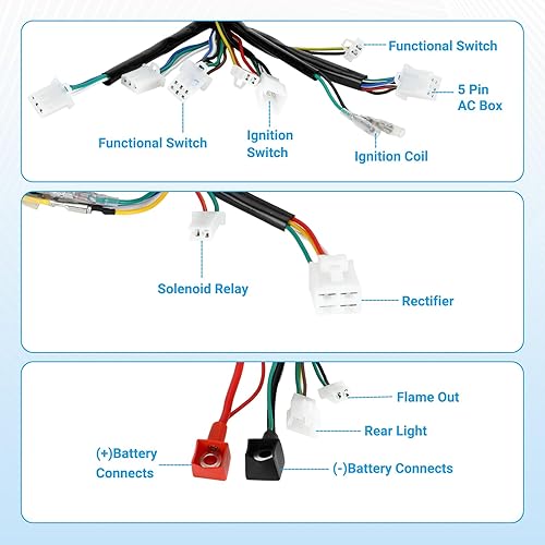 EOPOAYI ELECTRIC WIRING HARNESS KIT FOR TAOTAO COOLSTER 110CC 125CC ATV WITH IGNITION CDI PARTS