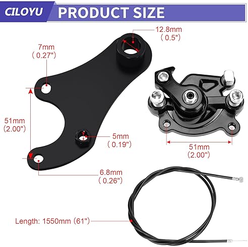 CILOYU MINI BIKE REAR BRAKE CALIPER BRACKET CABLE KIT FOR MONSTER MOTO 80CC 105CC POWERSPORTS