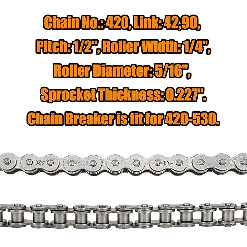 FVRITO 420 DRIVE CHAIN FOR MINI BIKE COLEMAN CT200U BT200X BAJA WARRIOR 42 90 LINK ROLLER CHAIN