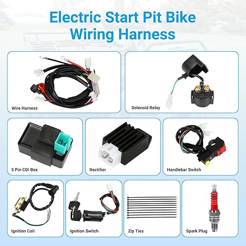 EOPOAYI PIT BIKE WIRING HARNESS ELECTRIC START FOR 50CC-125CC TAOTAO SSR X-PRO DIRT BIKES ATV PARTS
