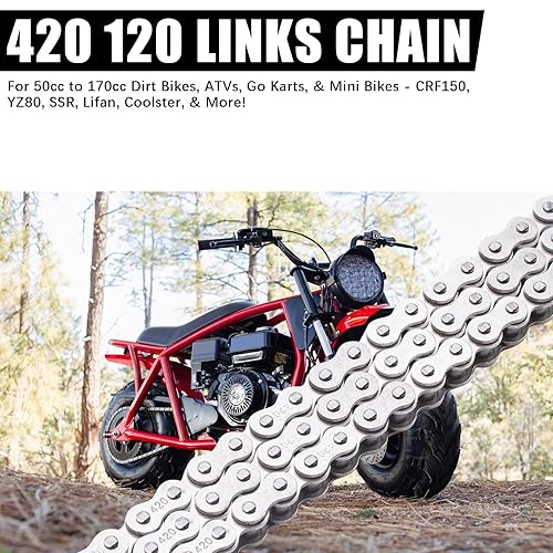 KUIUK 420 HEAVY-DUTY DRIVE CHAIN, 120 LINKS FOR 50CC-150CC ATVS, QUADS, GO-KARTS MINI BIKES