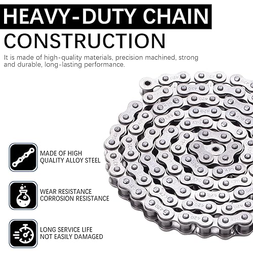 KUIUK 420 HEAVY-DUTY DRIVE CHAIN, 120 LINKS FOR 50CC-150CC ATVS, QUADS, GO-KARTS MINI BIKES