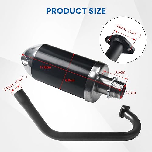 LZEVIAERI EXHAUST PIPE WITH MUFFLER FOR COLEMAN CT200U BT200X HONDA GX160 GX200 PREDATOR 212CC GO KART