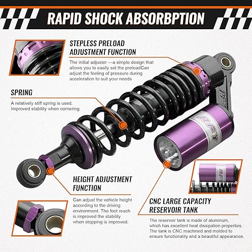 GZYF 320MM REAR AIR SHOCK ABSORBERS PAIR UNIVERSAL SUSPENSION FOR SUZUKI YAMAHA KAWASAKI ATV