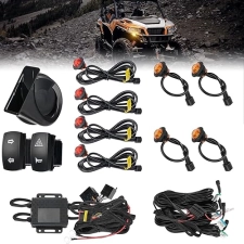 KEMIMOTO UTV TURN SIGNAL KIT WITH HORN, PRE-WIRED PLUG PLAY BLINKER, ROCKER SWITCH, UNIVERSAL