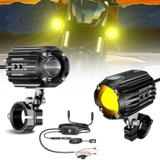 KEWIG 60W WATERPROOF LED MOTORCYCLE AUXILIARY SPOTLIGHTS WHITE AMBER FOG LIGHTS WITH MOUNT BRACKETS