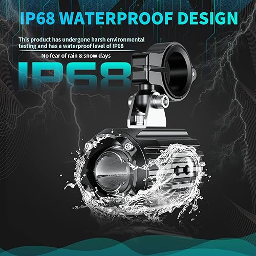 KEWIG 60W WATERPROOF LED MOTORCYCLE AUXILIARY SPOTLIGHTS WHITE AMBER FOG LIGHTS WITH MOUNT BRACKETS