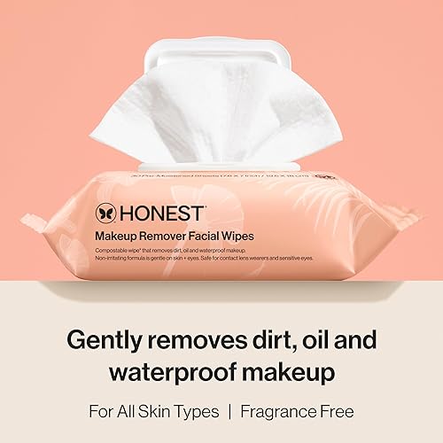 HONEST BEAUTY FRAGRANCE-FREE MAKEUP REMOVER WIPES, HYPOALLERGENIC, PLANT-BASED, 30 COUNT