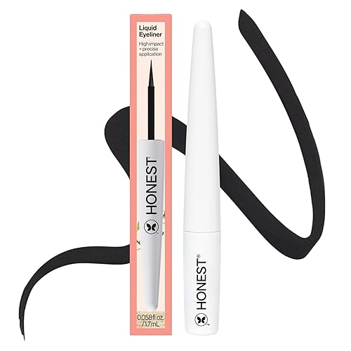 HONEST BEAUTY BLACK LIQUID EYELINER 0.58OZ LONGLASTING, SMUDGE FLAKE PROOF, VEGAN
