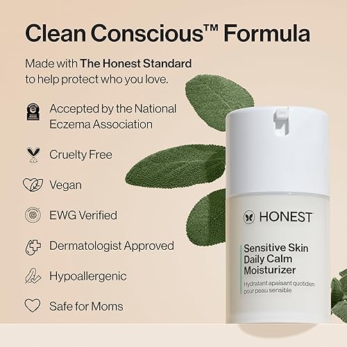 HONEST BEAUTY SENSITIVE SKIN MOISTURIZER LIGHTWEIGHT, HYDRATING, REDUCES REDNESS, VEGAN 1.7OZ