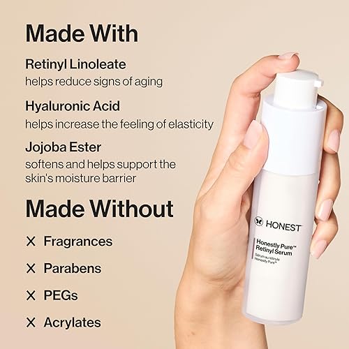 HONEST BEAUTY NIGHTLY RETINYL SERUM MOISTURIZES, EXFOLIATES, REDUCES FINE LINES, VEGAN
