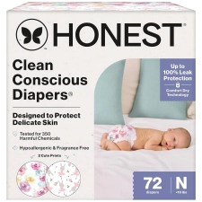 HONEST COMPANY SENSITIVE SKIN DIAPERS | HYPOALLERGENIC & FRAGRANCE-FREE | GENDER-NEUTRAL PRINTS | SIZE 1 (8-14 LBS), 136 COUNT