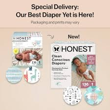 HONEST COMPANY SENSITIVE SKIN DIAPERS | HYPOALLERGENIC & FRAGRANCE-FREE | GENDER-NEUTRAL PRINTS | SIZE 1 (8-14 LBS), 136 COUNT