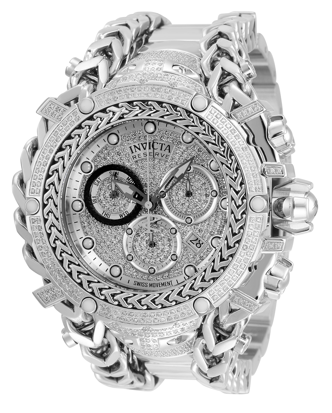 INVICTA RESERVE GLADIATOR 2.92 CARAT DIAMOND SWISS RONDA Z60 CALIBER MEN'S WATCH - 58.3MM, STEEL (35057)