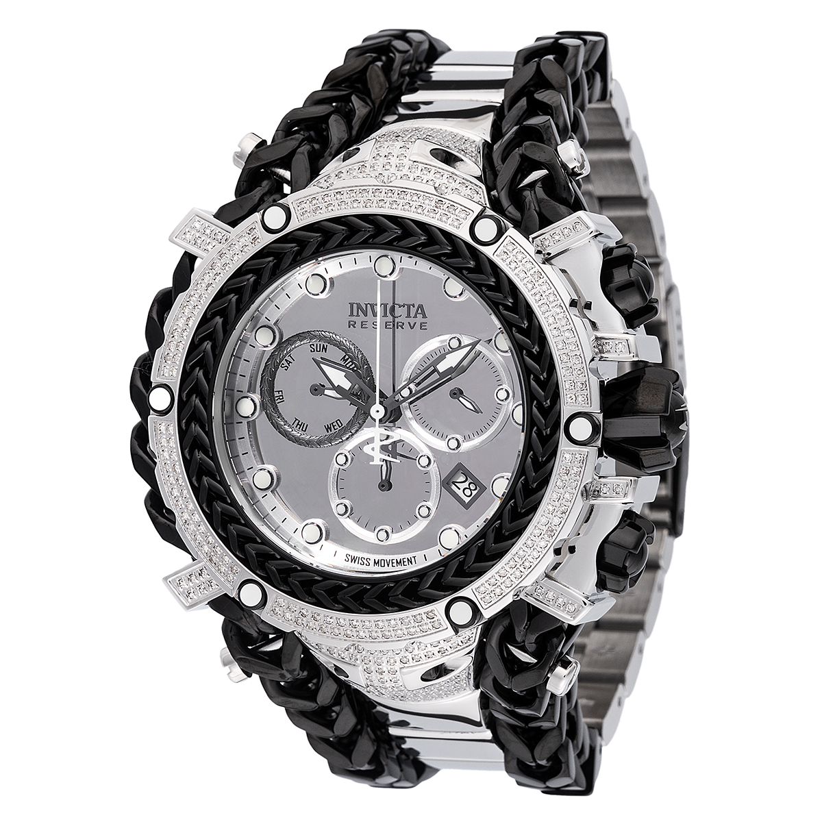 INVICTA RESERVE GLADIATOR 1.75 CARAT DIAMOND SWISS RONDA Z60 CALIBER MEN'S WATCH - 58.3MM, BLACK, STEEL (48417)
