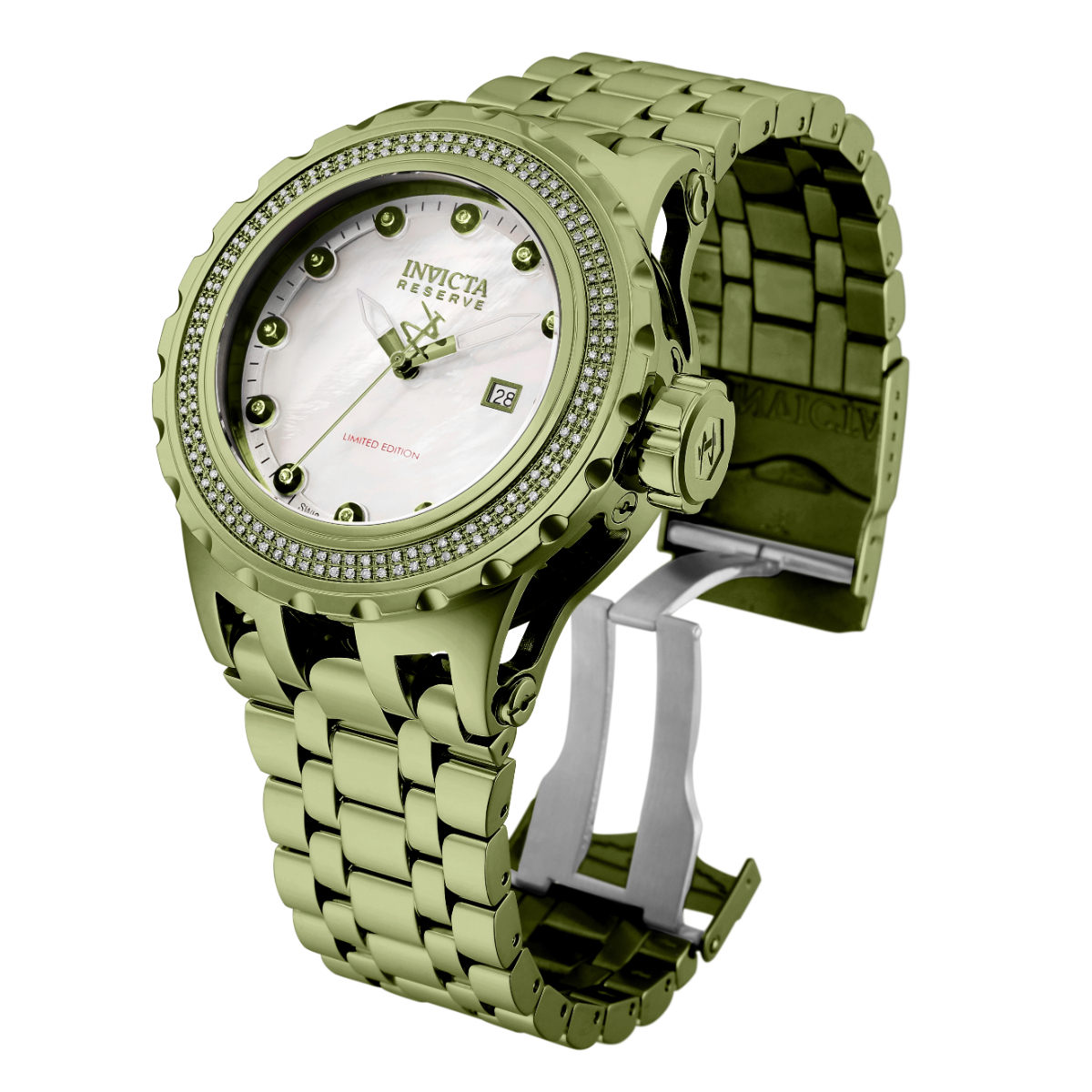 INVICTA RESERVE SPECIALTY SUBAQUA 0.76 CARAT DIAMOND SWISS RONDA 515 CALIBER MEN'S WATCH W/ MOTHER OF PEARL DIAL - 52MM, LIGHT GREEN (34305)