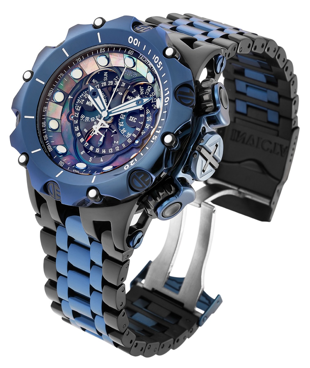 INVICTA RESERVE VENOM SWISS RONDA 5040.F CALIBER MEN'S WATCH W/ MOTHER OF PEARL DIAL - 51MM, BLACK, DARK BLUE (31726)