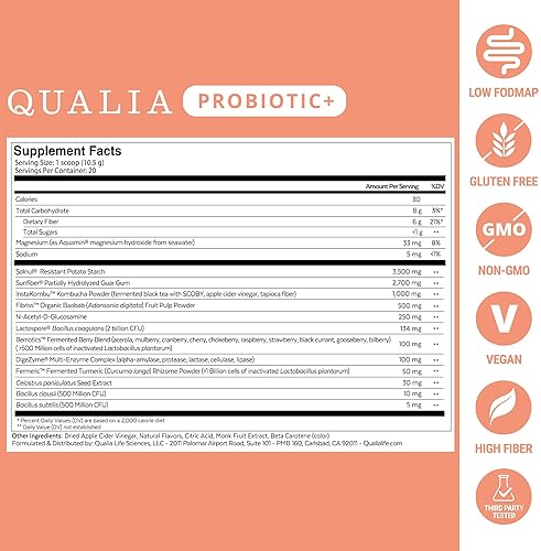 QUALIA PROBIOTIC - 28 SCIENCE-BACKED SPORE PROBIOTICS, PREBIOTICS POSTBIOTICS FOR GUT HEALTH