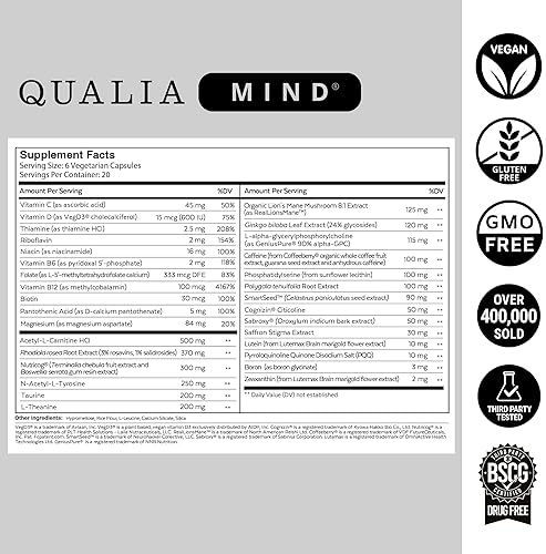 QUALIA MIND BY NEUROHACKER COLLECTIVE DOCTOR-FORMULATED NOOTROPIC FOR FOCUS BRAIN HEALTH