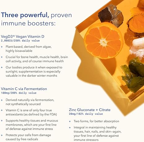 TRU NIAGEN IMMUNE SUPPORT SUPPLEMENT WITH VITAMIN C, D3 2000 IU, ZINC CURCUMIN, 30CT