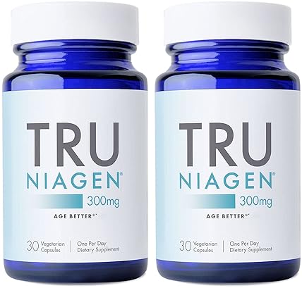 TRU NIAGEN NAD BOOSTER 300MG NIAGEN, 30 SERVINGS, 2 BOTTLES ANTI-AGING ENERGY SUPPORT