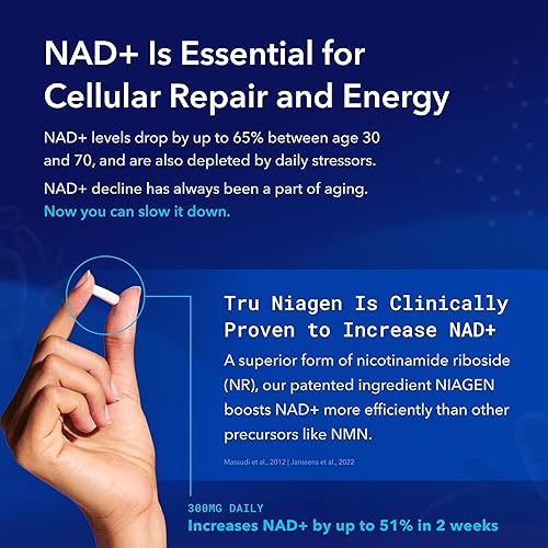 TRU NIAGEN NAD BOOSTER 300MG NIAGEN ANTI-AGING, CELL ENERGY BRAIN SUPPORT, 30 SERVINGS